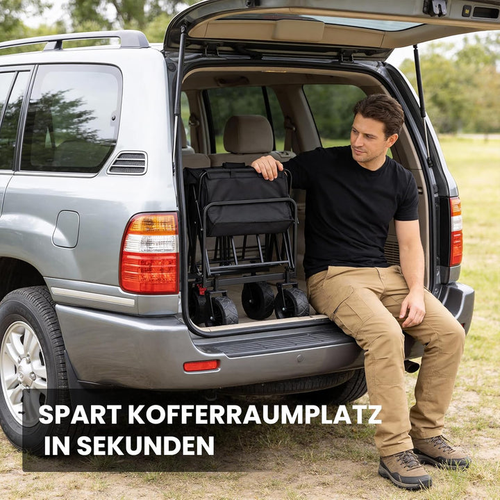 Palawano Bollerwagen Faltbar 150L – Transportwagen mit Rollen, Schwerlast Campingwagen für Festival,