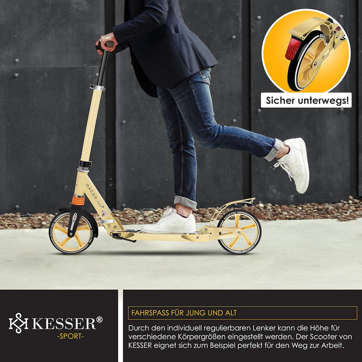 KESSER® Cityroller Scooter 205mm Räder PU Big Wheel - Pro-S Tretroller mit Doppel Federung, City-Rol