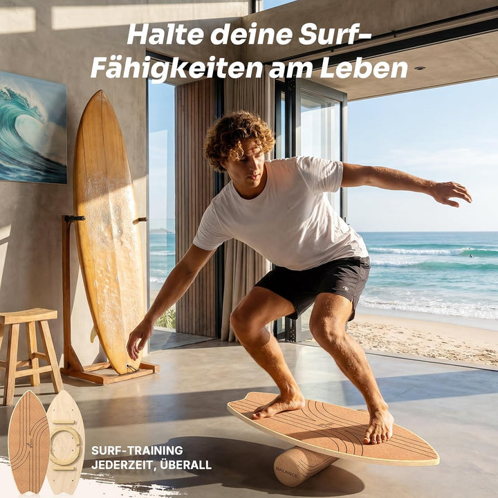 Sportneer Kork Surfin Balance Board Erwachsene 8-in-1, Balance-trainer Set | Grössere Gleichgewichts
