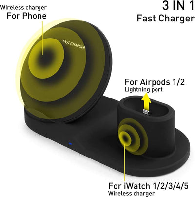 AICase 3 in 1 qi ladestation,iwatch ladestation,qi ladegerät kompatibel mit AirPods,AirPods Pro,Appl