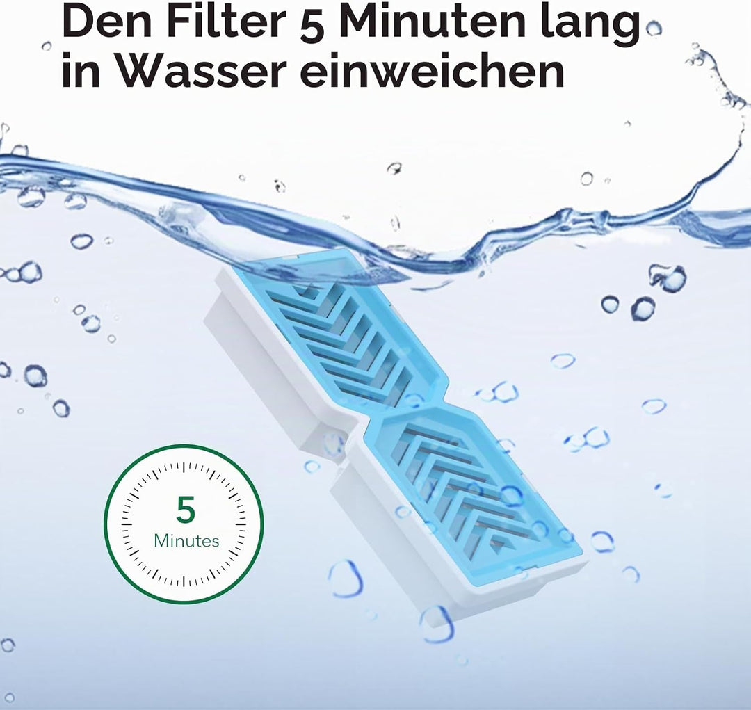 PEKTACO Katzenwasserbrunnenfilter, Ersatzfilter und Vorfilterschwämme für 3,2 l Haustier-Wasserbrunn