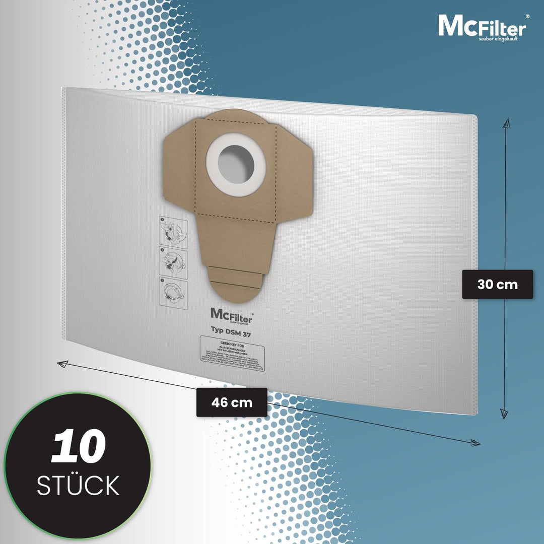 McFilter I 10 Staubsaugerbeutel kompatibel mit Einhell BT-VC 1250 I BT-VC 1250 S I BT-VC 1250 SA I I