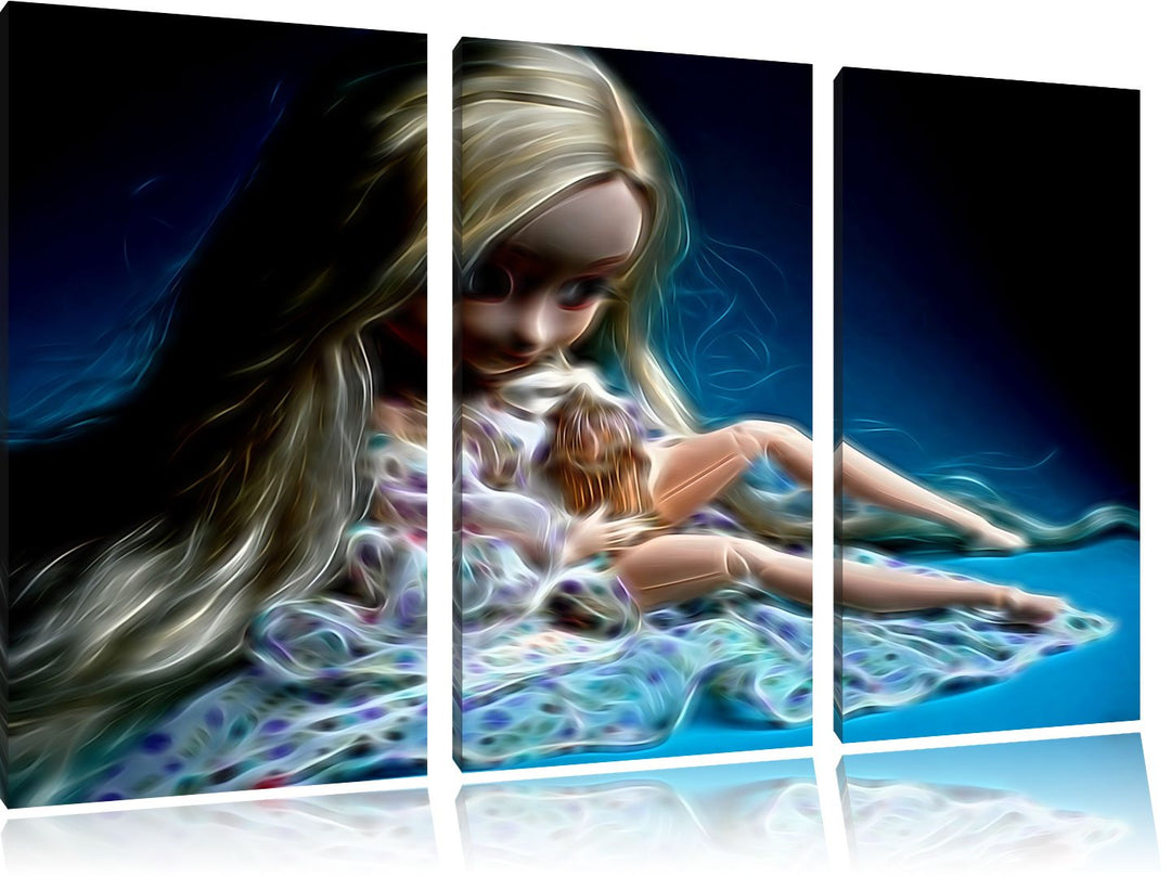 Dark blonde Pullip-Puppe mit Vogelkäfig NewArt 3-Teiler Leinwandbild 120x80 Bild auf Leinwand, XXL r