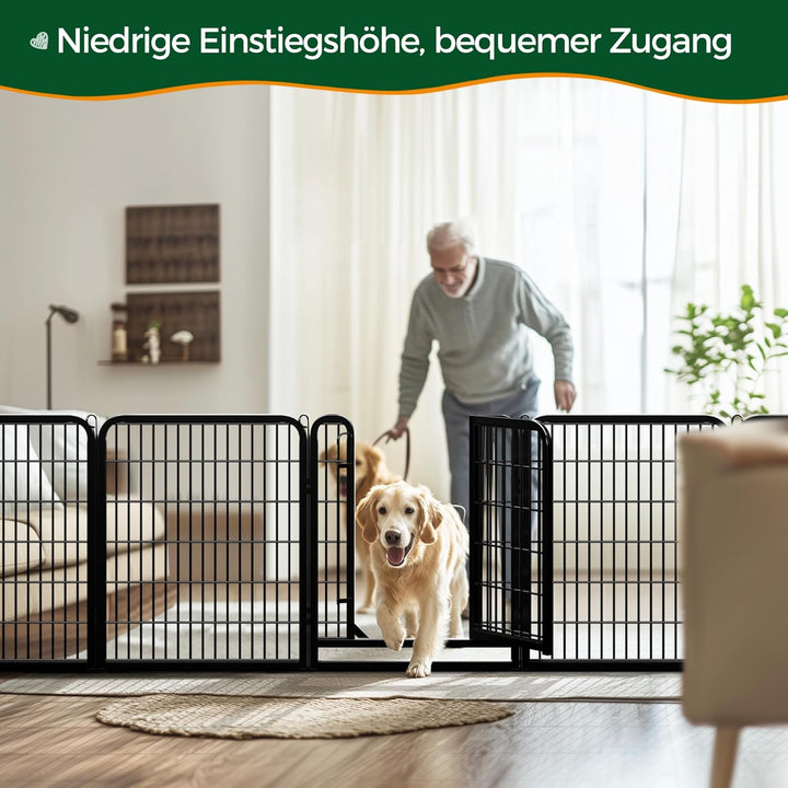 Yaheetech 12-teilig Welpenlaufstall 80cm hoch, Welpenauslauf mit 2 Türen, faltbares Freilaufgehege,