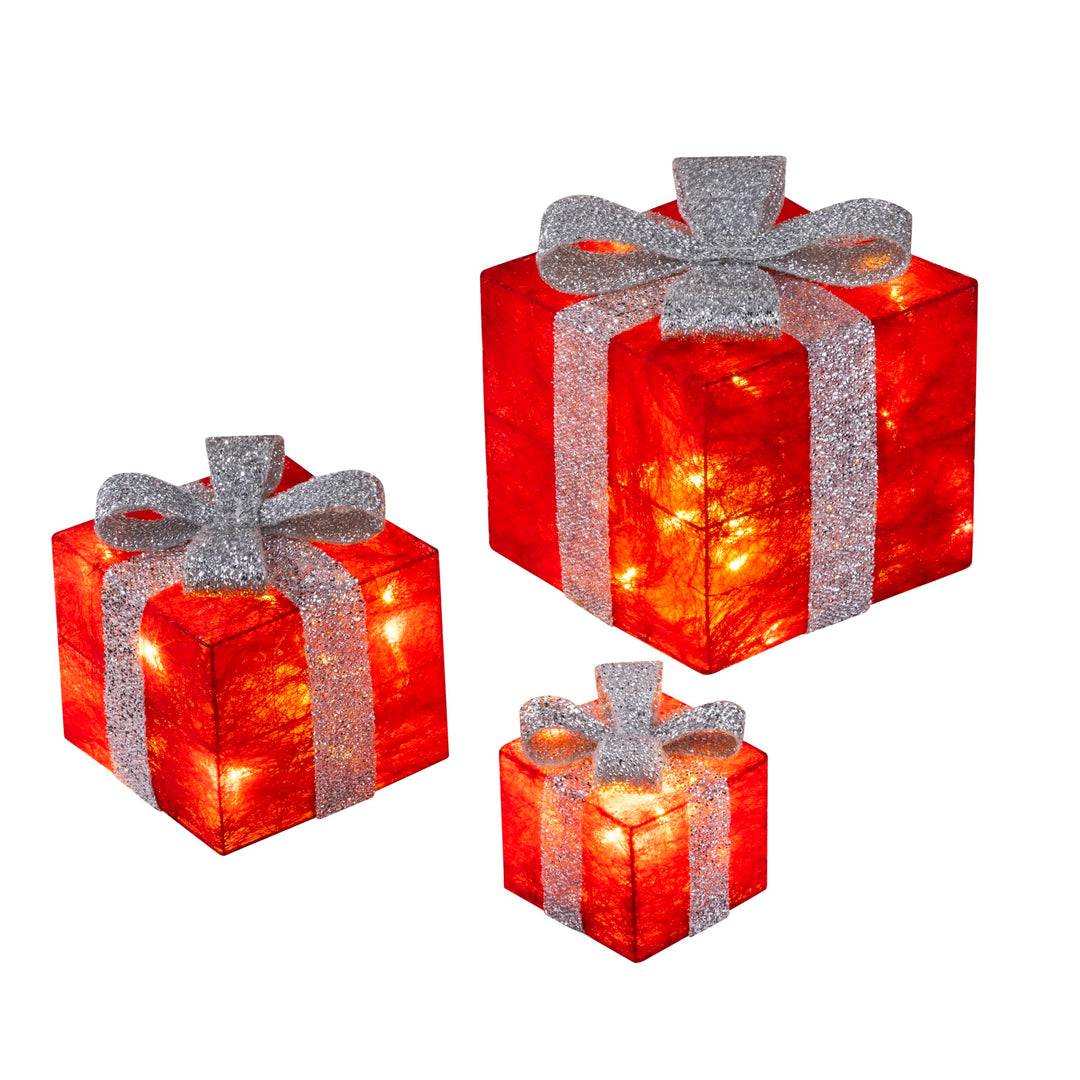 Bambelaa! 3er Led Deko Geschenke Leucht Boxen Timer Weihnachts Dekoration Weihnachtsdeko Beleuchtet