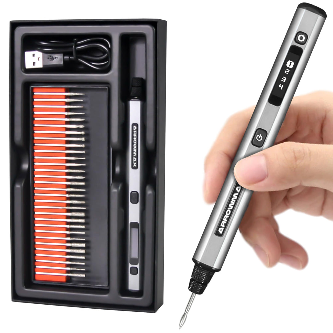 ARROWMAX Mini Gravierstift - Ultimatives kabelloses tragbares Werkzeug für Künstler & Heimwerker - G