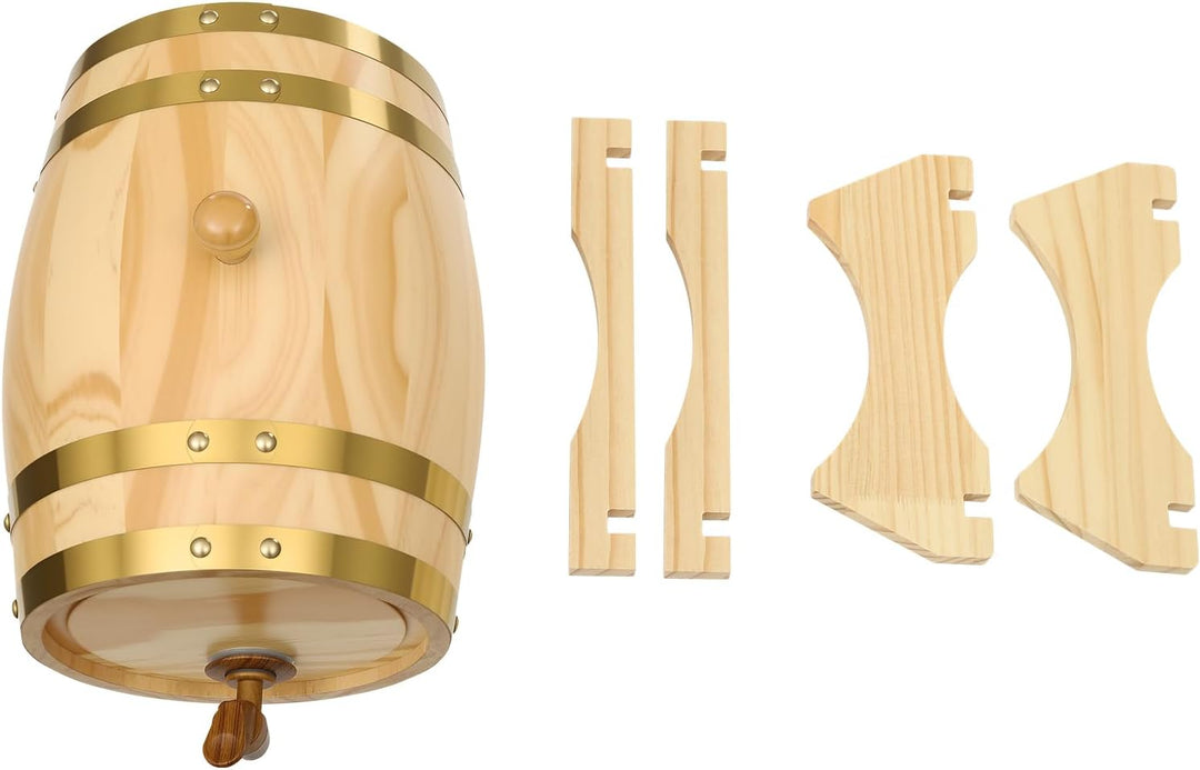 5L Weinfass, Holzfass, Weinfass mit Bock und Zapfhahn, Schnapsfass Verschleissfest Stossfest, für Wh