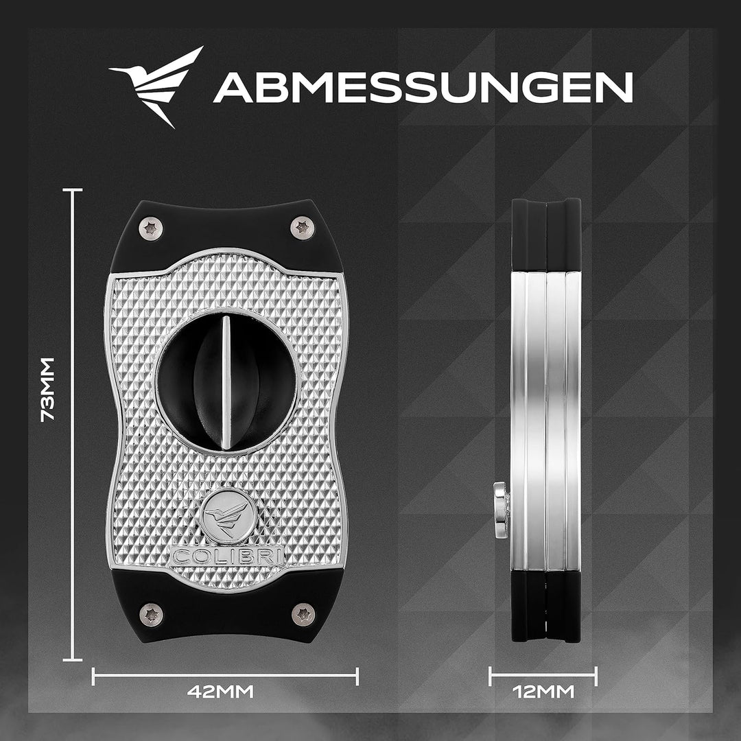 Colibri V-Cut Zigarrenschneider - Diamanten-Muster - Tiefer 7mm V-Schnitt - Bis zu 60+ Ringmass Ziga