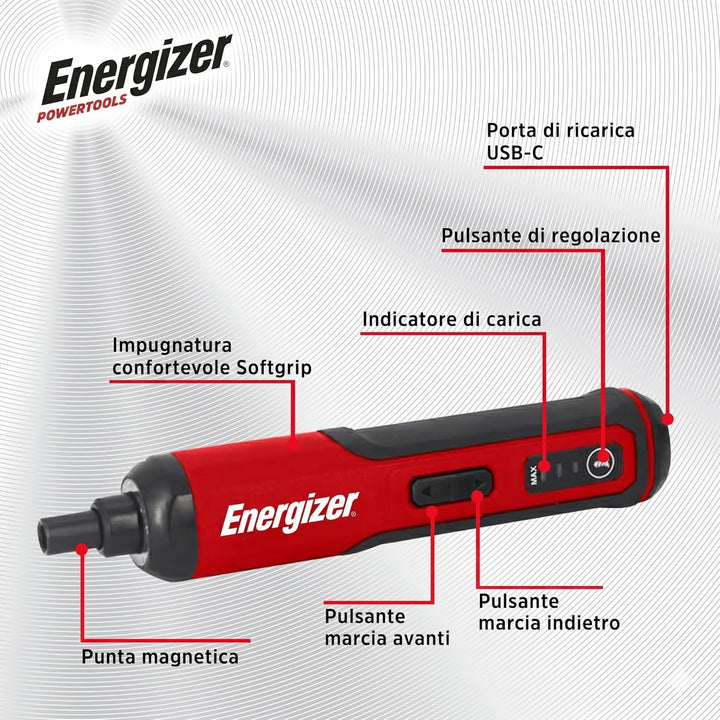 Energizer - Elektrischer Schraubendreher 3,6 V – Akku 1500 mAh, wiederaufladbar, USB-C-Kabel (im Lie