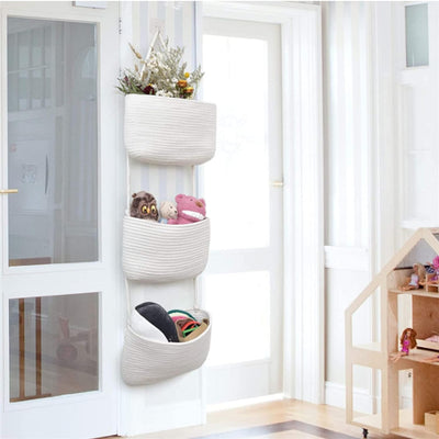 Hängeorganizer, 3 Stufiger Tür Wand Hängend Korb, Wall-Mounted Veranstalter lagerung körbe aus Baumw