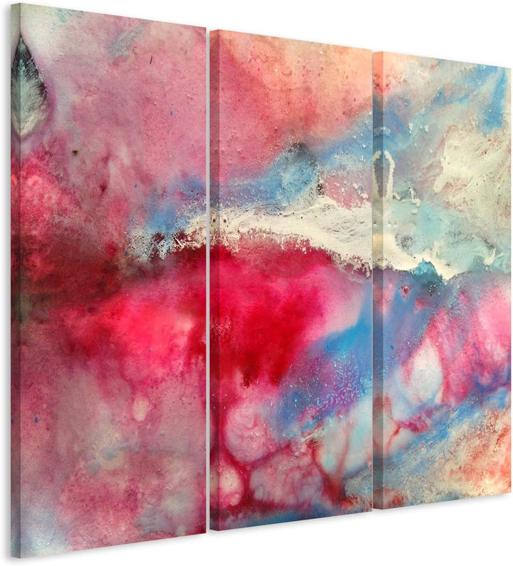 Sinus Art Wandbild 3x90x40cm (Gesamt 130x90cm) Handgemaltes buntes Aquarell auf Leinwand für Wohnzim