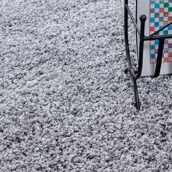 Carpetsale24 Teppich Wohnzimmer 200 cm Rund Hellgrau Shaggy Hochflor Einfarbig Modern Design - Runde