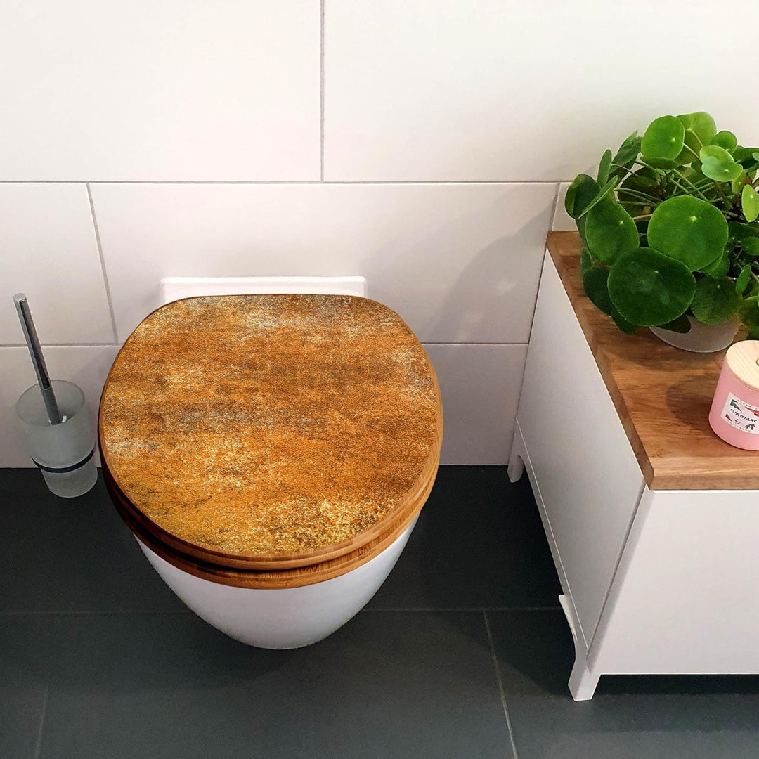 banjado Design WC Sitz Bambus Absenkautomatik 45,8x37,5cm - Toilettendeckel mit Absenkautomatik Holz