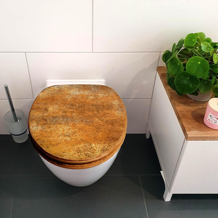 banjado Design WC Sitz Bambus Absenkautomatik 45,8x37,5cm - Toilettendeckel mit Absenkautomatik Holz