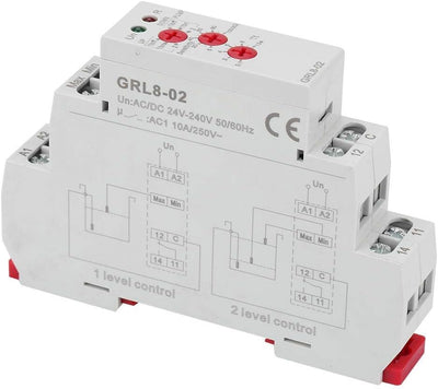 Niveaurelais, GRL8-02 AC/DC 24V-240V 10A Niveaurelais zur Überwachung des Flüssigkeitsstands in Beck