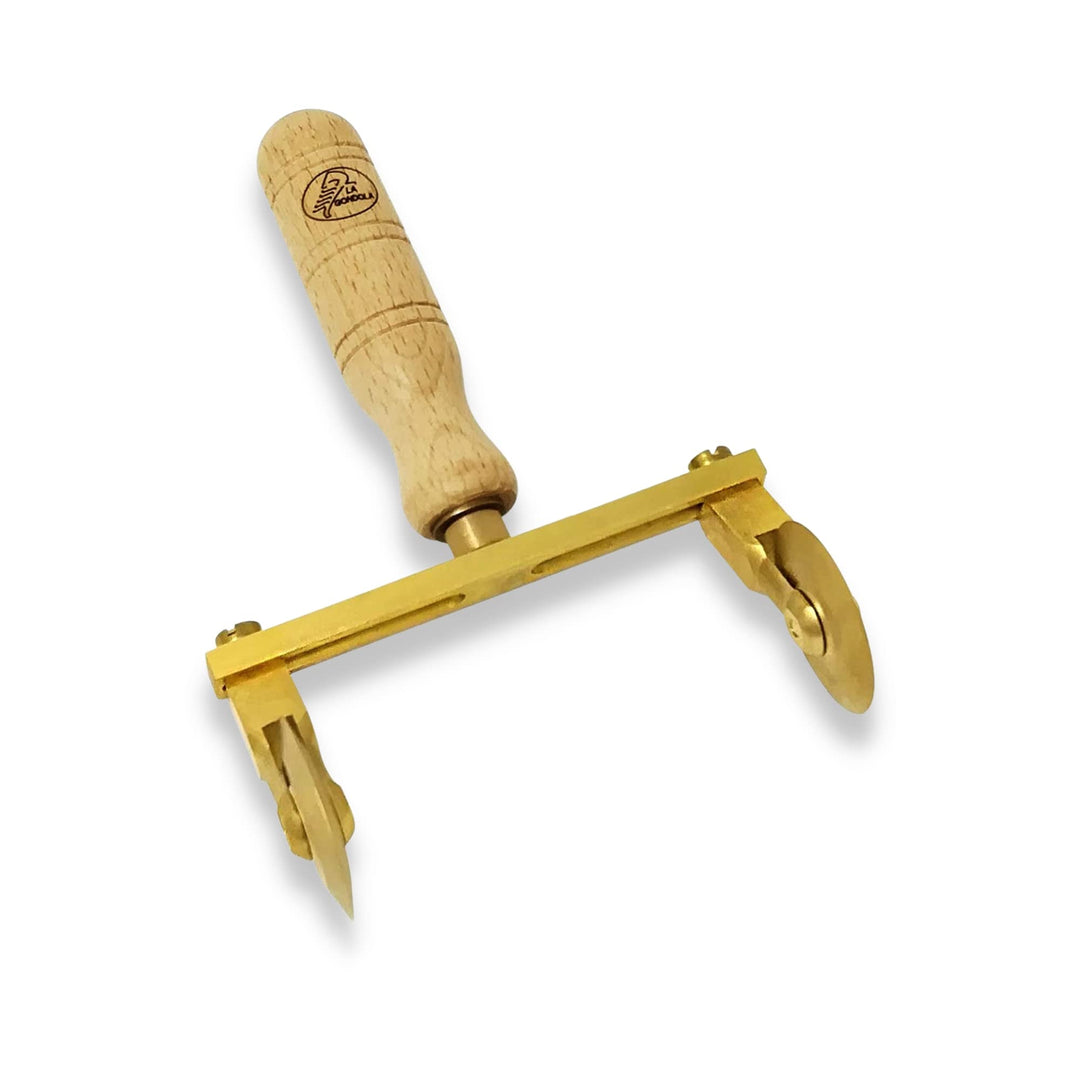 La Gondola Teigrädchen - Einstellbares Rad (2x Glatt) | Nudelwerkzeug | Messing & Naturholz | Sicher