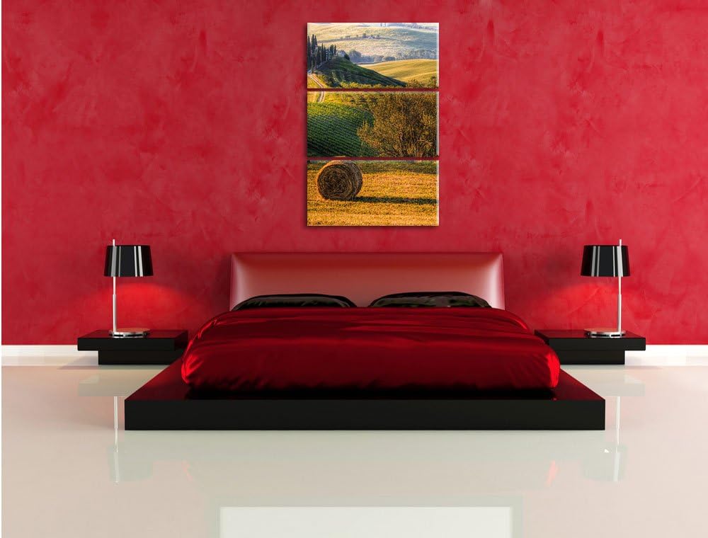 Pixxprint Italienische Toskana Landschaft als Leinwandbild/Grösse: 3 Teilig (120x80 cm) cm/Wandbild/