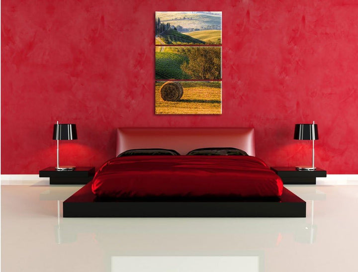 Pixxprint Italienische Toskana Landschaft als Leinwandbild/Grösse: 3 Teilig (120x80 cm) cm/Wandbild/
