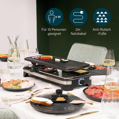 Princess Multifunktions-Raclette XXL 162650 – Grill und Raclette einstellbarer Thermostat 49 x 21 cm