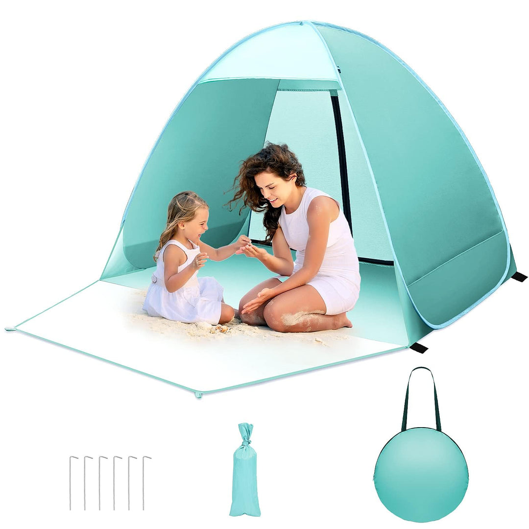 Pop up Strandmuschel, 2-3 Personen Familie Zelt UV Schutz UPF 50+ Strandzelt Wurfzelt mit Reissversc