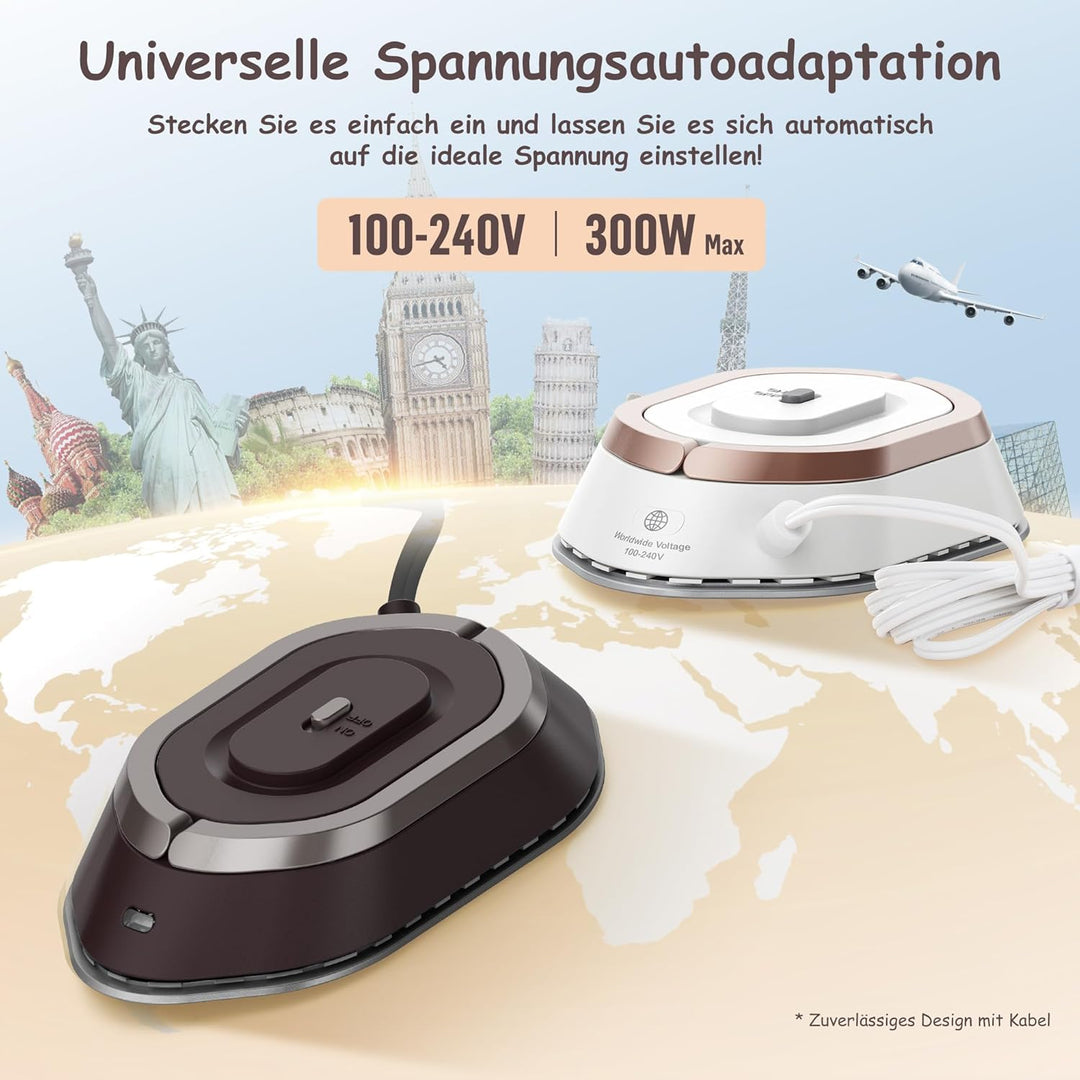 Newbealer Mini Reisebügeleisen mit Universalspannung 100-240V, Kompaktes Bügeleisen für Kleidung (ke