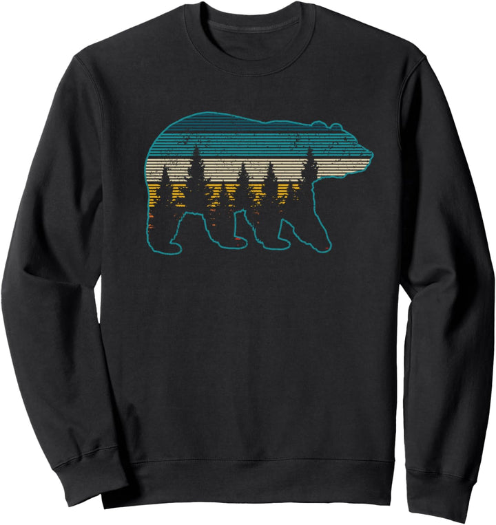 Bär Grizzly Vintage Natur Wandern Camping Outdoor Geschenk Sweatshirt