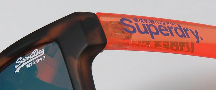 Superdry Sonnenbrille Rockstar 102 - Braun melierte Sonnenbrille aus Kunststoff mit rot orangen vers