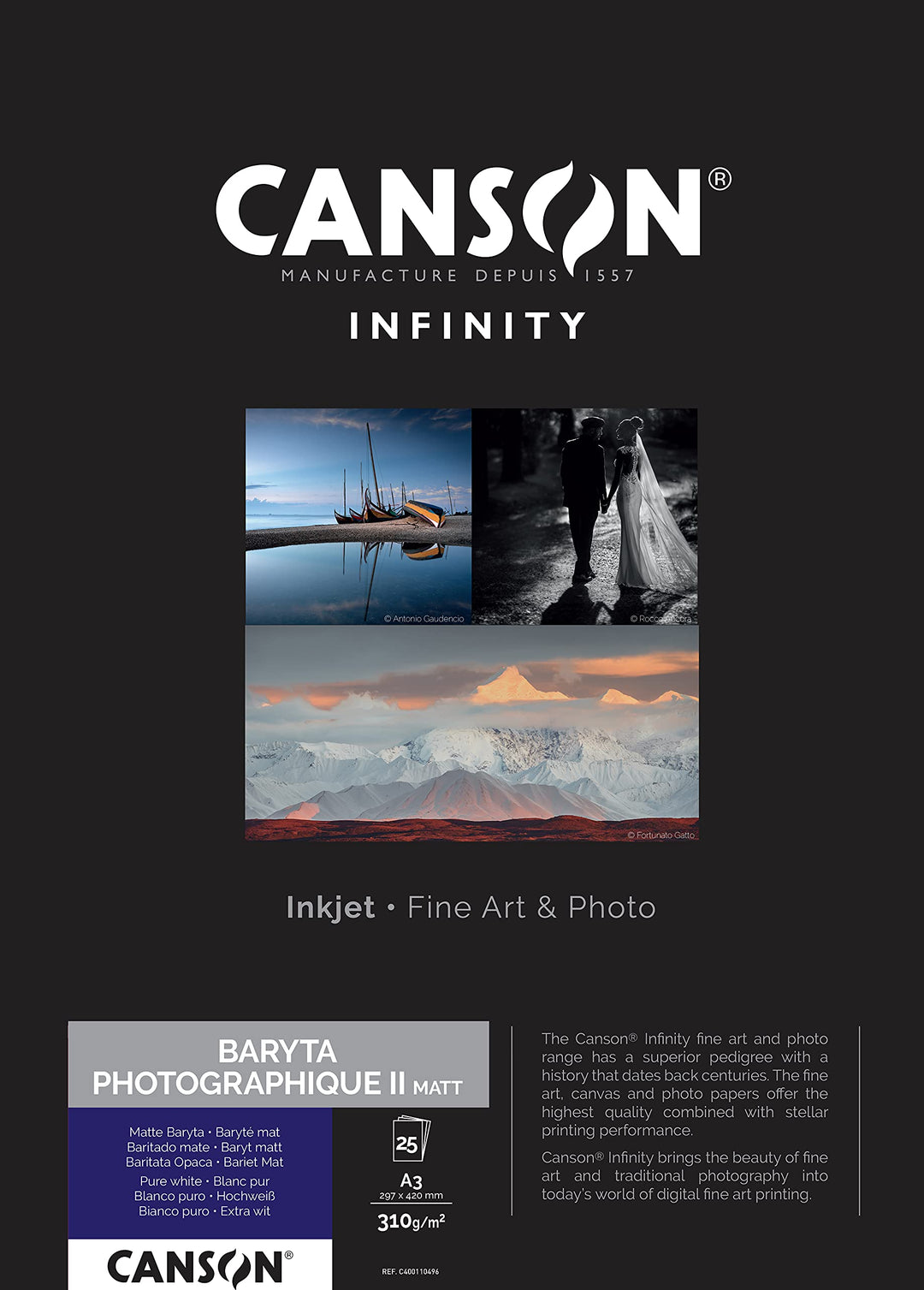 Canson Infinity Baryta Matt Matte 310 g Box A3 25H