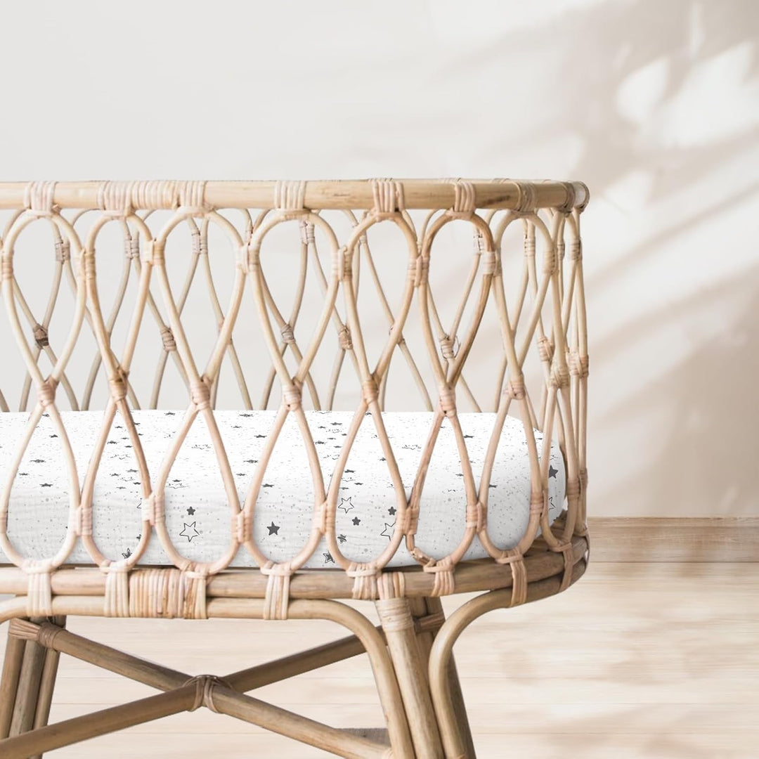 lulumoon Musselin Stubenwagen Spannbettlaken 2er-Set: Kinderwagen Matratzenbezug für Beistellbett un