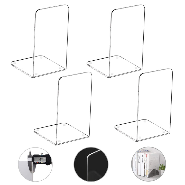 Buchstütze, MerryNine Acryl Transparente Buchstützen mit Rutschfester Auflage für Bücherregal Büro S