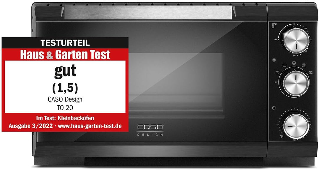 CASO TO 20 - Design Backofen, 5-fach Funktion: Umluft, Drehspiess mit Motor, Oberhitze, Unterhitze,