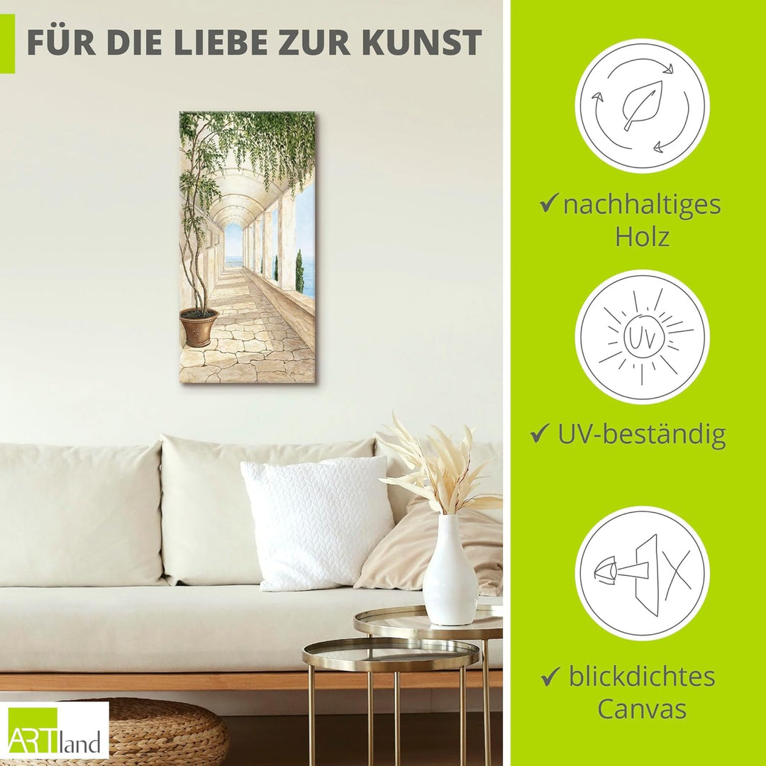 ARTLAND Wanddeko Leinwand Bilder Wandbild Architektur Gebäude Sehenswürdigkeiten Malerei Creme A5VL