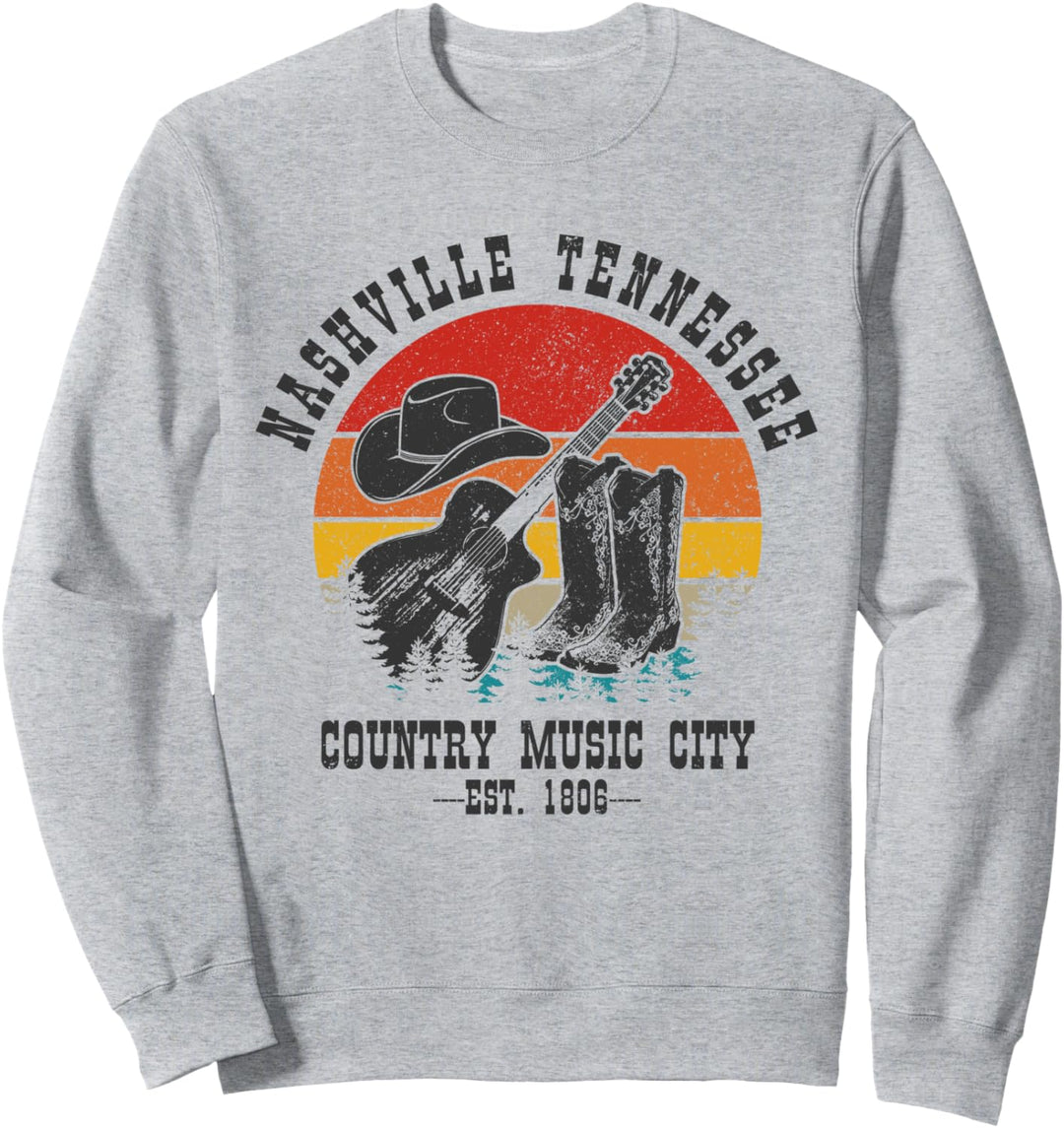 Nashville Tennessee Country Music City Cowboy Cowgirl Gitarre Sweatshirt