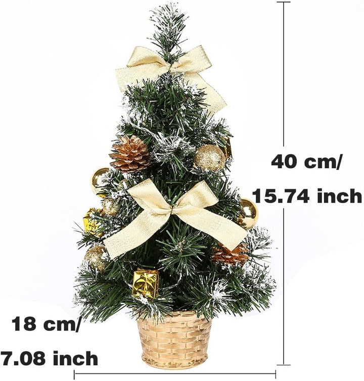 CRTEPST Mini LED Weihnachtsbaum Künstlich Klein Desktop Deko Tannenbaum mit LED Lichterkette Beleuch