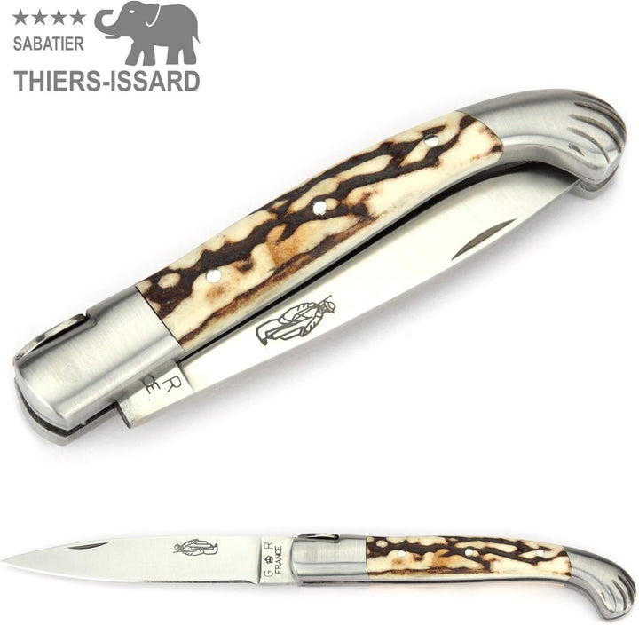 Thiers-Issard Voyageur - 10 cm Jakobsweg Taschenmesser - Griff Hirschhorn - Messer Klinge 8,5 cm 12C
