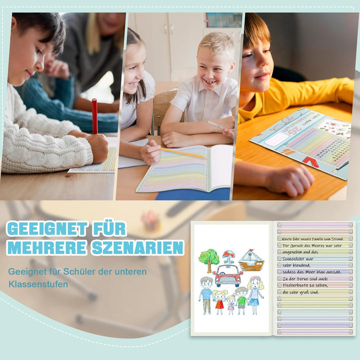 jiawaggag 10 StückGeschichtenheft 2. Klasse Din A4 2G Schreibheft Lineatur 2 Farbig Liniert für Schr