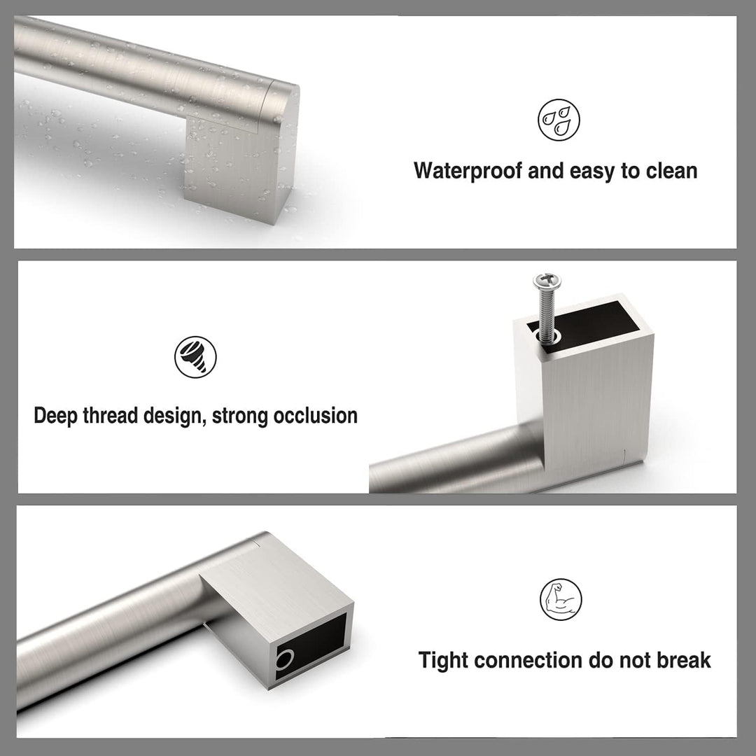 Amerdeco 10 Stück Möbelgriffe Edelstahl Gebürsteter Nickel 256mm Lochabstand Schrankgriffe für Küche