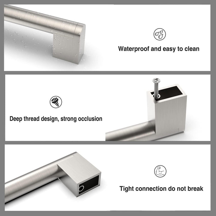 Amerdeco 10 Stück Möbelgriffe Edelstahl Gebürsteter Nickel 256mm Lochabstand Schrankgriffe für Küche