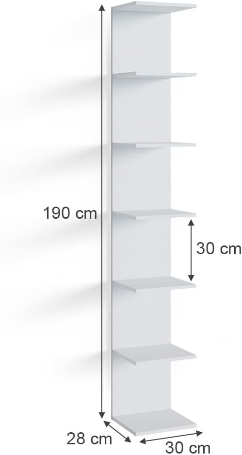 Vicco Wandregal Paolo, Schwarz, 30 x 190 cm 2er Set