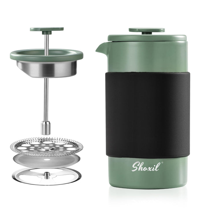 French Press – 350 ml Kaffeepresse aus Edelstahl, 2 Tassen Kaffeebereiter für gemahlenen Kaffee, tra
