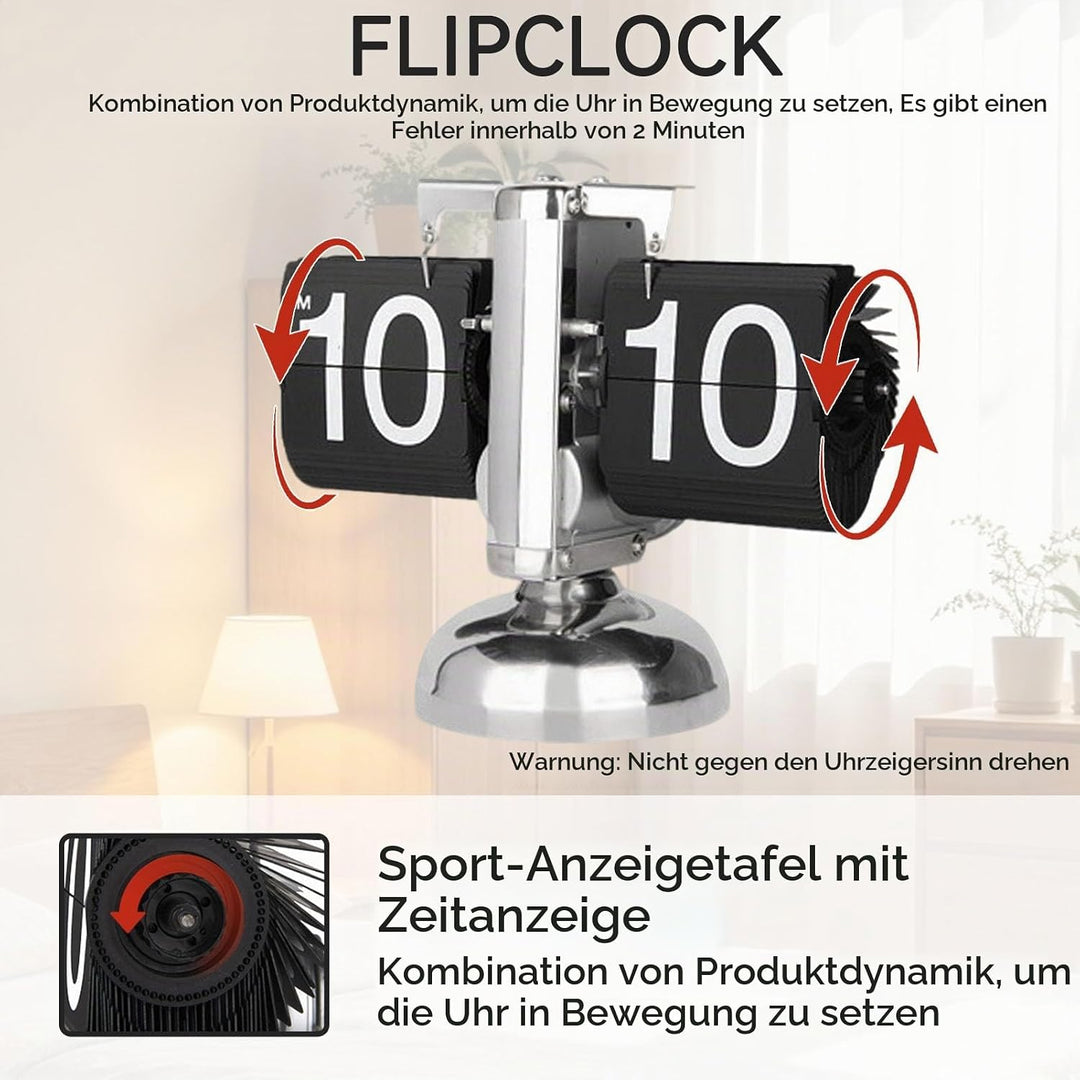HERCHR Flip-Schreibtischuhr, Retro-Digital-Flip-Down-Uhr, Retro-Minimalist-Einfuss-mechanische Auto-