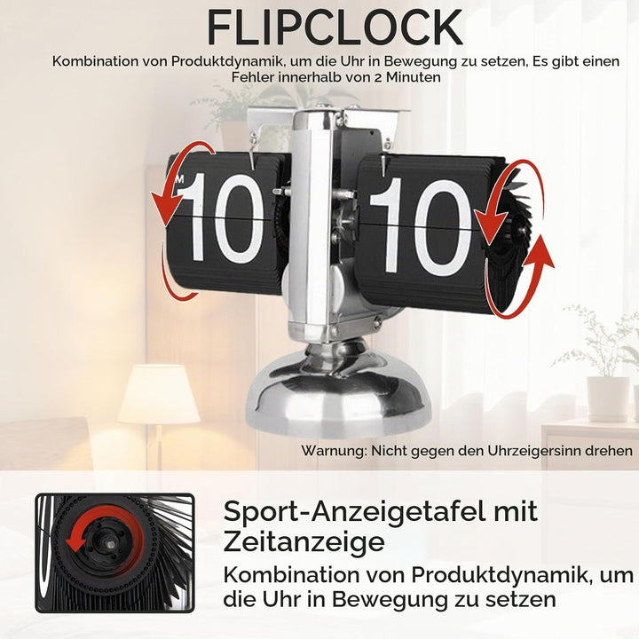 HERCHR Flip-Schreibtischuhr, Retro-Digital-Flip-Down-Uhr, Retro-Minimalist-Einfuss-mechanische Auto-