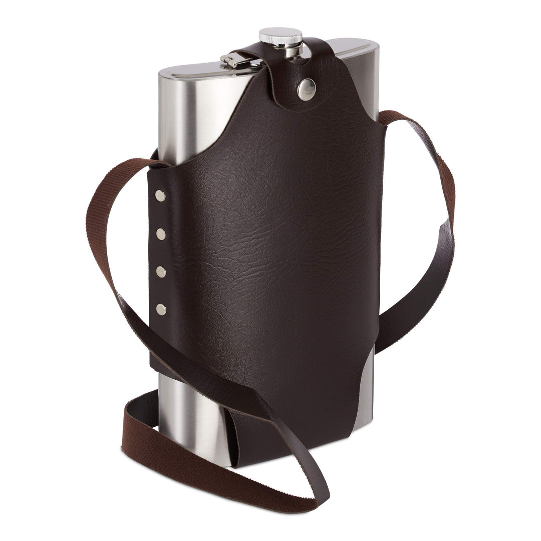2 x Flachmann aus Edelstahl, XXL, hochwertige Taschenflasche zum Umhängen, 1,8l Fassungsvermögen, Pa
