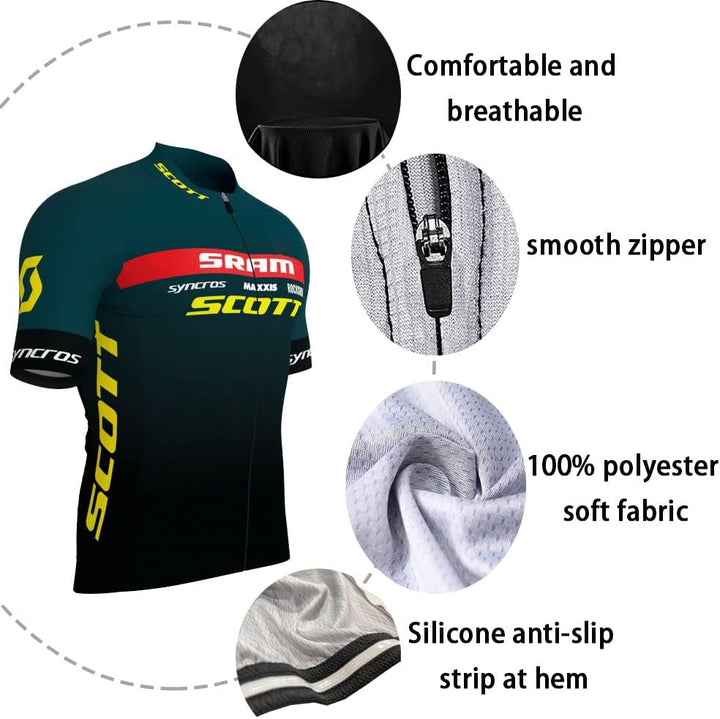 HOMTOL Herren Fahrrad Anzüge Kurzarm Fahrrad Trikot set Atmungsaktive Radtrikot Fahrradbekleidung Se