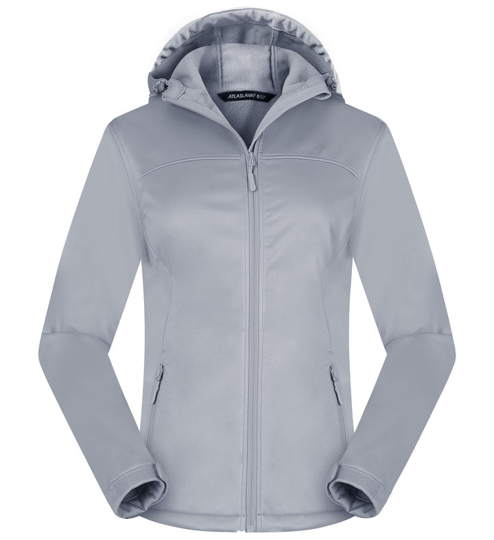 ATLASLAVA Damen Softshelljacke Wasserdichte Atmungsaktive Leichte Fleece Kapuze Übergangsjacke Laufe