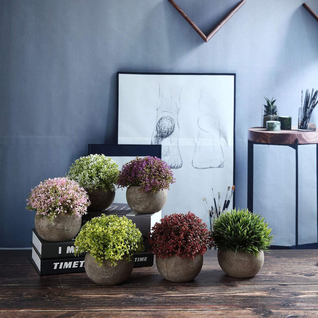 T4U Künstliche Sukkulenten im Topf, Mini-gefälschte Bunte lebensechte Blumen in Töpfen für Zuhause,