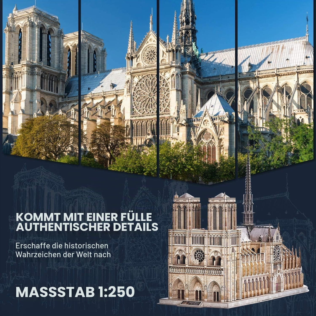 CubicFun 3D Puzzle Frankreich Notre Dame de Paris (Grosse) Architekturmodellbausätze Gotische Kirche