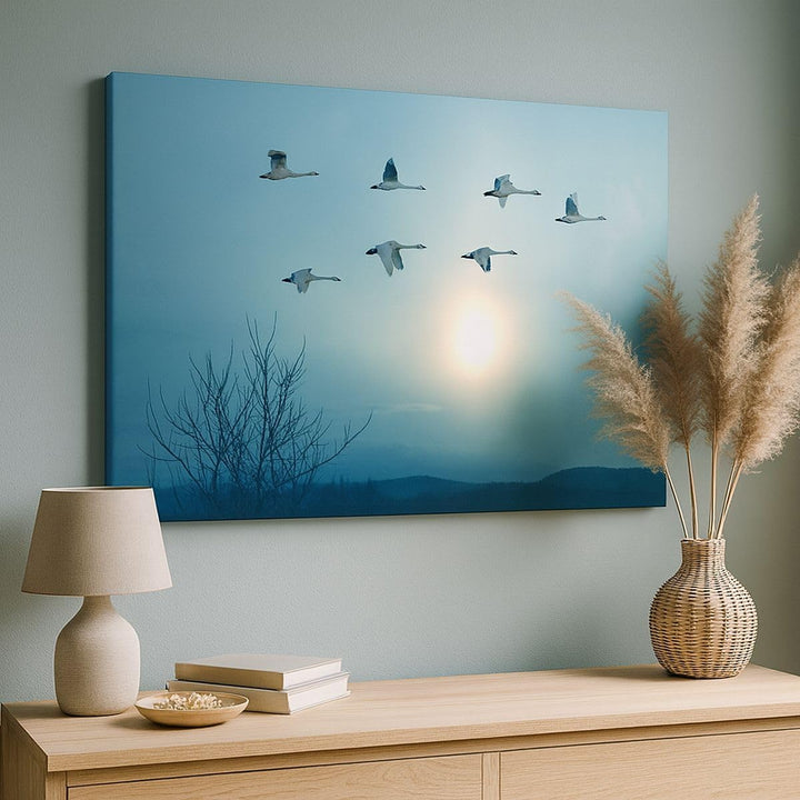 Bilder auf Leinwand Storch Vogel Natur Leinwandbild mit Rahmen 70x50cm Wandbilder Dekoration Wohnzim