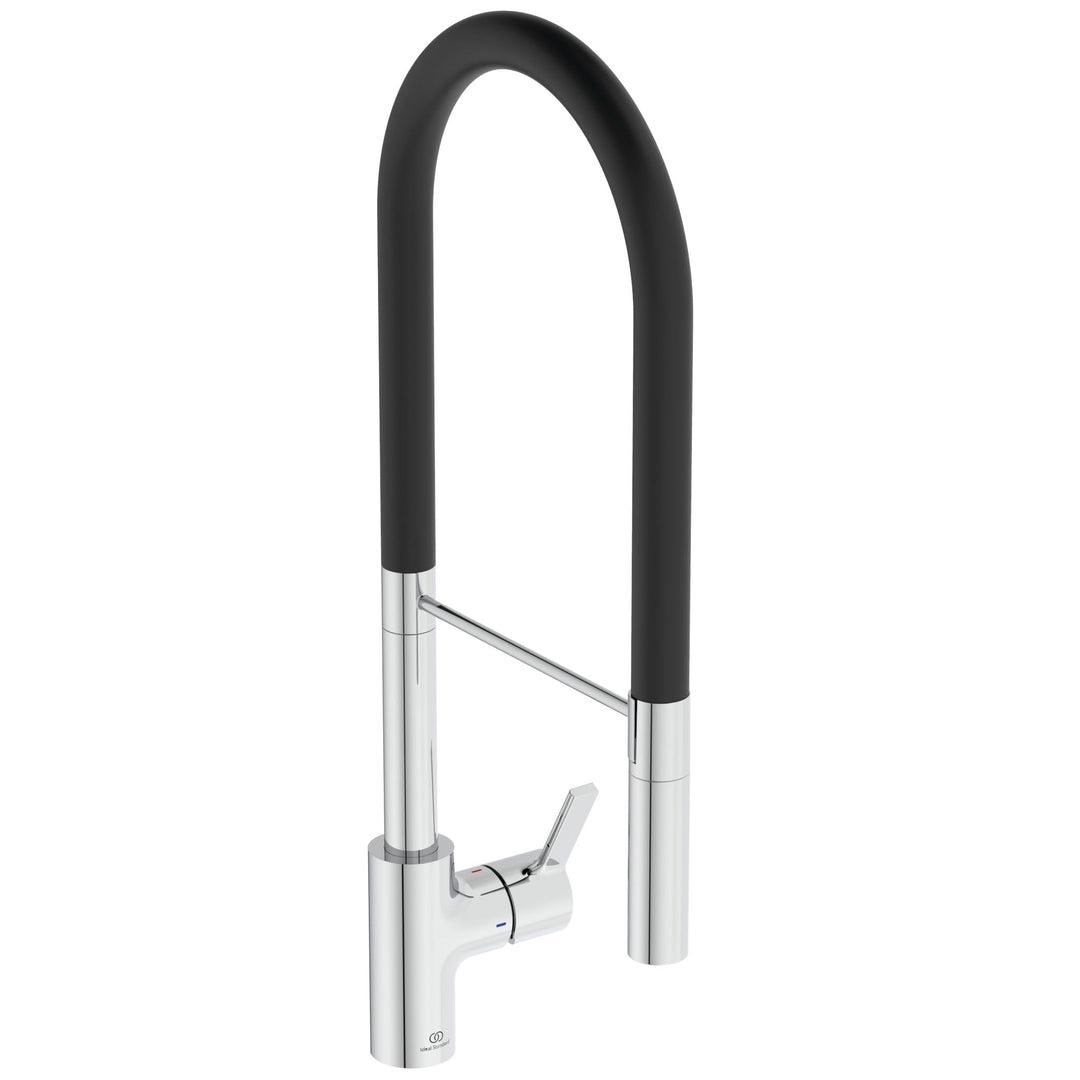 Ideal Standard – Gusto Küchenarmatur, Semi-Professional, mit 2-Funktionshandbrause an Silikonschlauc