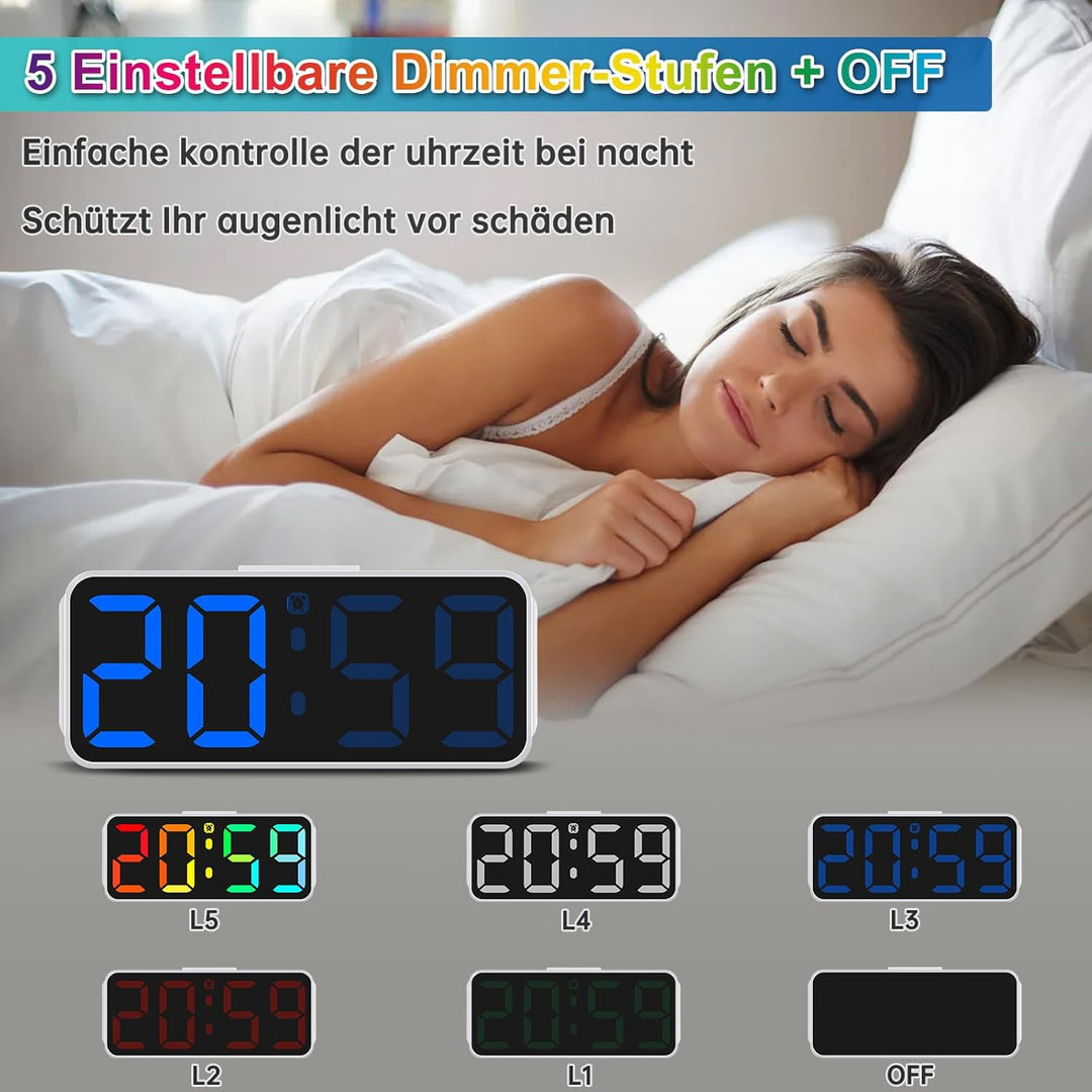 Eachui Wecker Digital RGB Farbiger wecker für Kinder Ohne Ticken Kleiner Uhr Einstellbare Lautstärke